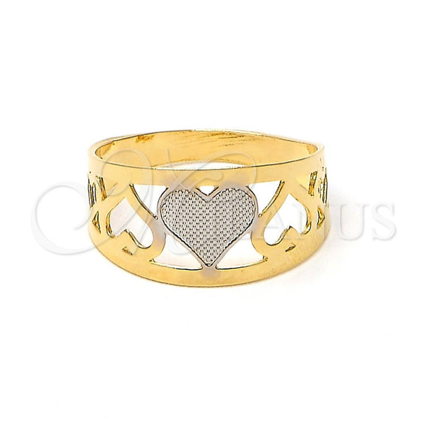 Anillo Infantil 01.21.0041.03 Oro Laminado, Diseño de Corazón y Amor, Pulido, Dos Tonos (Size 3)