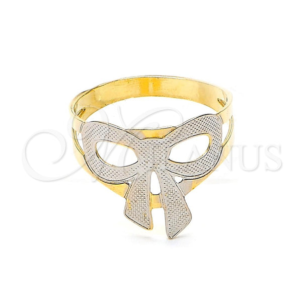 Anillo Infantil 01.21.0043.04 Oro Laminado, Diseño de Arco, Diamantado, Dos Tonos (Size 4)