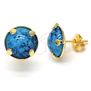 Arete Dormilona 02.65.0052 Oro Laminado, con Zafiro Azul Opal, Esmaltado Azul, Tono Dorado