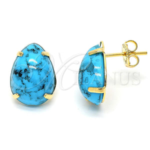 Arete Dormilona 02.65.0053 Oro Laminado, con Zafiro Azul Opal, Esmaltado Azul, Tono Dorado