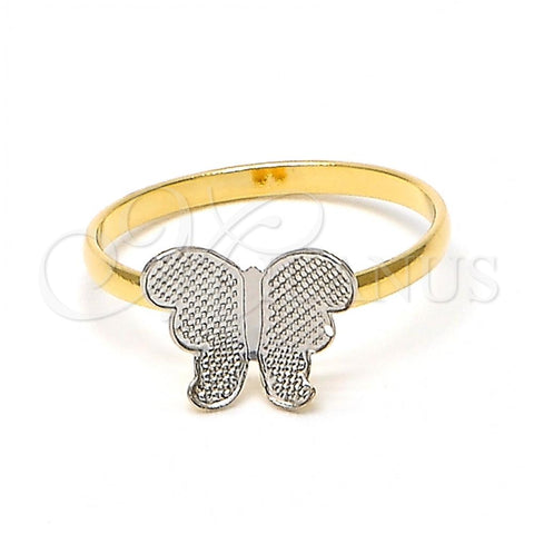 Anillo Infantil 01.21.0037.1.03 Oro Laminado, Diseño de Mariposa, Pulido, Dos Tonos (Size 3)