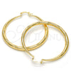 Argolla Grande 02.170.0064.50 Oro Laminado, Diseño de Hueco, Diamantado, Tono Dorado