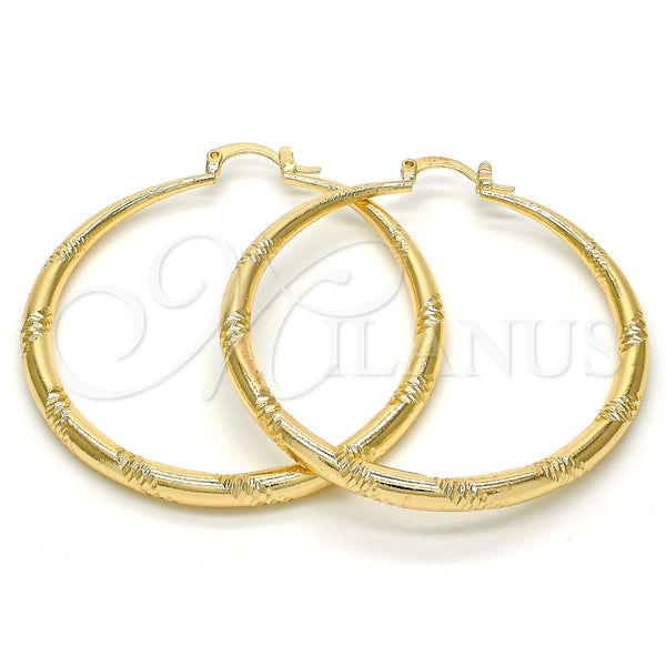 Argolla Grande 02.170.0064.50 Oro Laminado, Diseño de Hueco, Diamantado, Tono Dorado