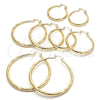 Argolla Grande 02.170.0064.50 Oro Laminado, Diseño de Hueco, Diamantado, Tono Dorado