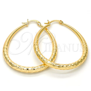 Argolla Mediana 02.170.0083.40 Oro Laminado, Diseño de Gota y Hueco, Diamantado, Tono Dorado