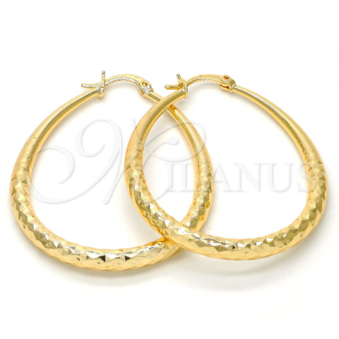 Argolla Mediana 02.170.0083.40 Oro Laminado, Diseño de Gota y Hueco, Diamantado, Tono Dorado