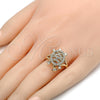Anillo Multi Piedra 01.100.0001.09 Oro Laminado, Diseño de Tortuga, con Blanca and Rubi Micro Pave, Pulido, Tono Dorado (Size 9)