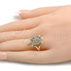 Anillo Multi Piedra 01.100.0001.09 Oro Laminado, Diseño de Tortuga, con Blanca and Rubi Micro Pave, Pulido, Tono Dorado (Size 9)