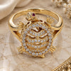 Anillo Multi Piedra 01.100.0001.09 Oro Laminado, Diseño de Tortuga, con Micro Pave Blanca y Rubi, Pulido, Tono Dorado (Tamaño 9)