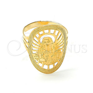 Anillo Elegante 5.178.007.09 Oro Laminado, Diseño de Virgen Maria, Diamantado, Tono Dorado (Size 9)