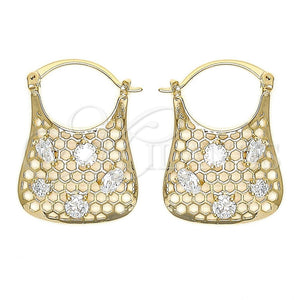 Argolla Mediana 02.65.2455.21 Oro Laminado, Diseño de File, con Blanca Zirconia Cubica, Pulido, Tono Dorado