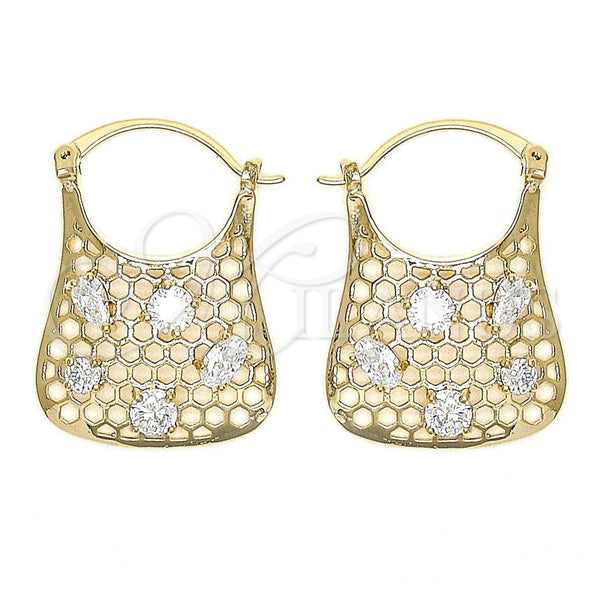Argolla Mediana 02.65.2455.21 Oro Laminado, Diseño de File, con Blanca Zirconia Cubica, Pulido, Tono Dorado