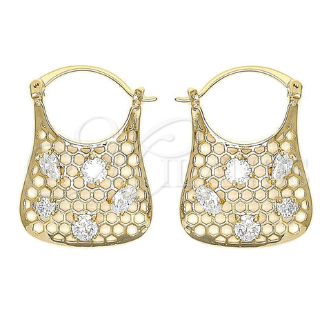 Argolla Mediana 02.65.2455.21 Oro Laminado, Diseño de File, con Blanca Zirconia Cubica, Pulido, Tono Dorado