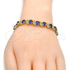 Pulsera Tennis 03.206.0007.5.07 Oro Laminado, con Zafiro Azul Zirconia Cubica and Blanca Micro Pave, Pulido, Tono Dorado (11 MM Thickness, 7 Inches Length)