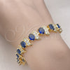 Pulsera Tennis 03.206.0007.5.07 Oro Laminado, con Zafiro Azul Zirconia Cubica and Blanca Micro Pave, Pulido, Tono Dorado (11 MM Thickness, 7 Inches Length)