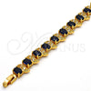 Pulsera Tennis 03.206.0007.5.07 Oro Laminado, con Zafiro Azul Zirconia Cubica and Blanca Micro Pave, Pulido, Tono Dorado (11 MM Thickness, 7 Inches Length)
