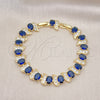Pulsera Tennis 03.206.0007.5.07 Oro Laminado, con Zafiro Azul Zirconia Cubica and Blanca Micro Pave, Pulido, Tono Dorado (11 MM Thickness, 7 Inches Length)