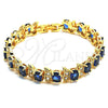 Pulsera Tennis 03.206.0007.5.07 Oro Laminado, con Zafiro Azul Zirconia Cubica and Blanca Micro Pave, Pulido, Tono Dorado (11 MM Thickness, 7 Inches Length)