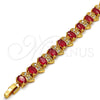 Pulsera Elegante 03.206.0007.1.07 Oro Laminado, con Zirconia Cubica Fucsia y Blanca, Pulido, Tono Dorado (Grosor 09 MM, 7 Pulgadas de Largo)