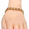 Pulsera Tennis 03.206.0007.3.07 Oro Laminado, con Granate and Blanca Zirconia Cubica, Pulido, Tono Dorado (11 MM Thickness, 7 Inches Length)