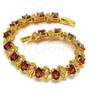 Pulsera Tennis 03.206.0007.3.07 Oro Laminado, con Granate and Blanca Zirconia Cubica, Pulido, Tono Dorado (11 MM Thickness, 7 Inches Length)