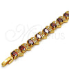 Pulsera Tennis 03.206.0007.3.07 Oro Laminado, con Granate and Blanca Zirconia Cubica, Pulido, Tono Dorado (11 MM Thickness, 7 Inches Length)