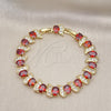 Pulsera Tennis 03.206.0007.3.07 Oro Laminado, con Granate and Blanca Zirconia Cubica, Pulido, Tono Dorado (11 MM Thickness, 7 Inches Length)
