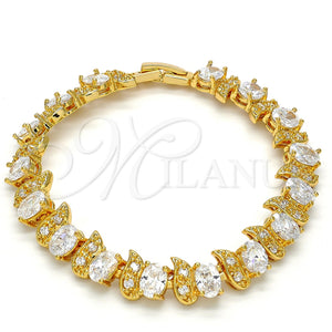 Pulsera Tennis 03.206.0007.07 Oro Laminado, con Blanca Zirconia Cubica, Pulido, Tono Dorado (11 MM Thickness, 7 Inches Length)