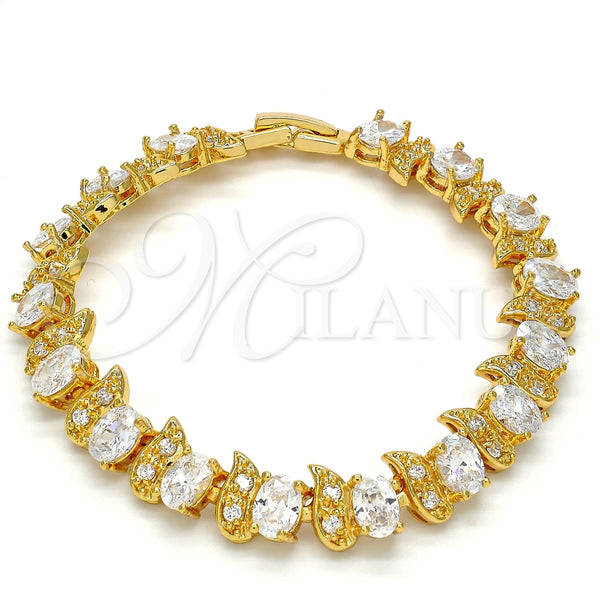 Pulsera Tennis 03.206.0007.07 Oro Laminado, con Blanca Zirconia Cubica, Pulido, Tono Dorado (11 MM Thickness, 7 Inches Length)