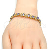 Pulsera Tennis 03.206.0007.2.07 Oro Laminado, con Amatista Zirconia Cubica and Blanca Micro Pave, Pulido, Tono Dorado (11 MM Thickness, 7 Inches Length)