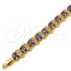 Pulsera Tennis 03.206.0007.2.07 Oro Laminado, con Amatista Zirconia Cubica and Blanca Micro Pave, Pulido, Tono Dorado (11 MM Thickness, 7 Inches Length)