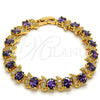 Pulsera Tennis 03.206.0007.2.07 Oro Laminado, con Amatista Zirconia Cubica and Blanca Micro Pave, Pulido, Tono Dorado (11 MM Thickness, 7 Inches Length)