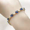Pulsera Tennis 03.206.0006.07 Oro Laminado, con Zirconia Cubica Blanca y Zafiro Azul, Pulido, Tono Dorado (Grosor 06 MM, 7 Pulgadas de Largo)