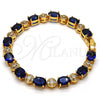 Pulsera Tennis 03.206.0006.07 Oro Laminado, con Zirconia Cubica Blanca y Zafiro Azul, Pulido, Tono Dorado (Grosor 06 MM, 7 Pulgadas de Largo)