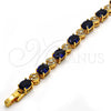 Pulsera Tennis 03.206.0006.07 Oro Laminado, con Zirconia Cubica Blanca y Zafiro Azul, Pulido, Tono Dorado (Grosor 06 MM, 7 Pulgadas de Largo)