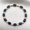 Pulsera Tennis 03.206.0006.07 Oro Laminado, con Zirconia Cubica Blanca y Zafiro Azul, Pulido, Tono Dorado (Grosor 06 MM, 7 Pulgadas de Largo)