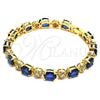 Pulsera Tennis 03.206.0006.07 Oro Laminado, con Zirconia Cubica Blanca y Zafiro Azul, Pulido, Tono Dorado (Grosor 06 MM, 7 Pulgadas de Largo)