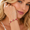 Pulsera Tennis 03.206.0006.1.07 Oro Laminado, con Zirconia Cubica Fucsia y Blanca, Pulido, Tono Dorado (Grosor 06 MM, 7 Pulgadas de Largo)