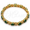Pulsera Tennis 03.206.0006.2.07 Oro Laminado, con Zirconia Cubica Esmeralda y Blanca, Pulido, Tono Dorado (Grosor 06 MM, 7 Pulgadas de Largo)