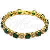 Pulsera Tennis 03.206.0006.2.07 Oro Laminado, con Zirconia Cubica Esmeralda y Blanca, Pulido, Tono Dorado (Grosor 06 MM, 7 Pulgadas de Largo)