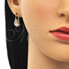 Arete Gancho Frances 5.125.012.4 Oro Laminado, Diseño de Gota, con Blanca Cristal, Pulido, Tono Dorado