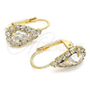 Arete Gancho Frances 5.125.012.4 Oro Laminado, Diseño de Gota, con Blanca Cristal, Pulido, Tono Dorado