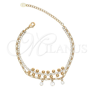 Pulsera Elegante 03.171.0046.07 Oro Laminado, con Blanca Cristal and Blanca Zirconia Cubica, Pulido, Tono Dorado (08 MM Thickness, 7 Inches Length)