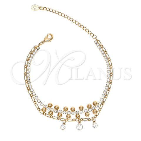 Pulsera Elegante 03.171.0046.07 Oro Laminado, con Blanca Cristal and Blanca Zirconia Cubica, Pulido, Tono Dorado (08 MM Thickness, 7 Inches Length)