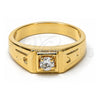 Anillo de Hombre 5.175.033.06 Oro Laminado, Diseño de Solitario, con Blanca Zirconia Cubica, Pulido, Tono Dorado (Size 6)