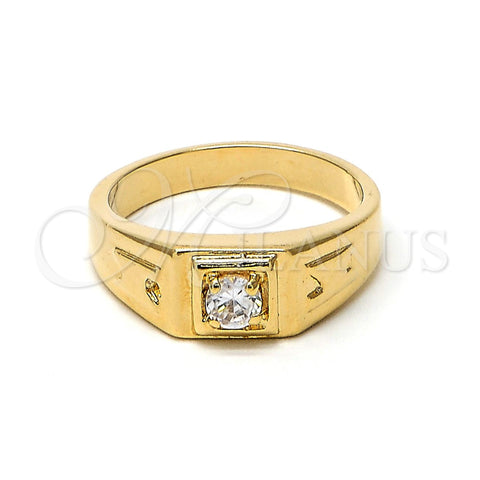 Anillo de Hombre 5.175.033.06 Oro Laminado, Diseño de Solitario, con Blanca Zirconia Cubica, Pulido, Tono Dorado (Size 6)