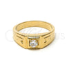 Anillo de Hombre 5.175.033.06 Oro Laminado, Diseño de Solitario, con Blanca Zirconia Cubica, Pulido, Tono Dorado (Size 6)