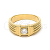 Anillo de Hombre 5.175.028.1.06 Oro Laminado, Diseño de Solitario, con Blanca Zirconia Cubica, Pulido, Tono Dorado (Size 6)