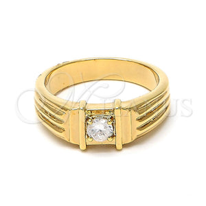 Anillo de Hombre 5.175.028.1.08 Oro Laminado, Diseño de Solitario, con Blanca Zirconia Cubica, Pulido, Tono Dorado (Size 8)