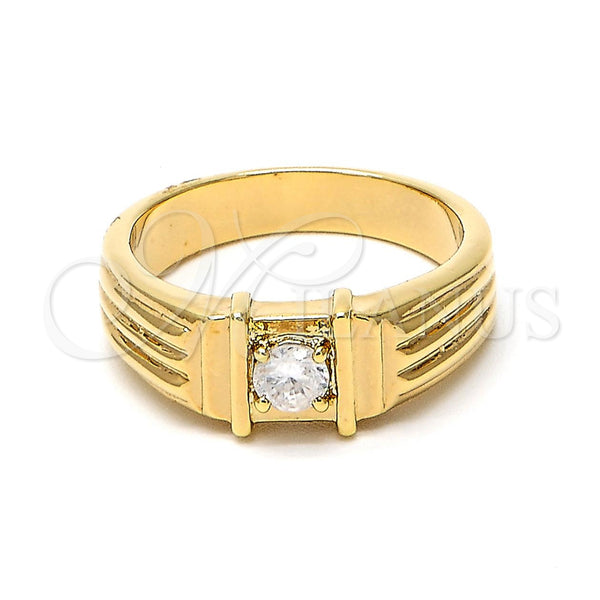 Anillo de Hombre 5.175.028.1.08 Oro Laminado, Diseño de Solitario, con Blanca Zirconia Cubica, Pulido, Tono Dorado (Size 8)